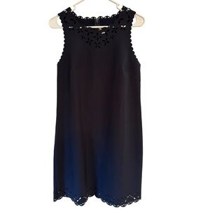 💙 J.Crew Navy blue sleeveless dress size 8 scalloped edge laser cut design
